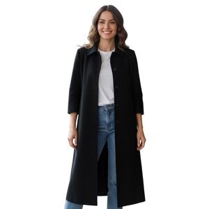 Harve Benard Vintage Black Long A-Line Wool Blend Coat Sz 10